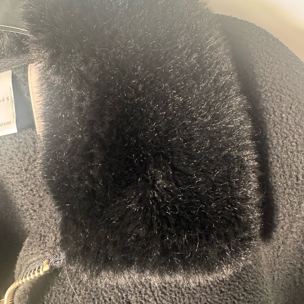 Emma James Black Fleece Jacket w/ Faux Fur Collar Size S Cozy Zip Front Coat - Picture 7 of 9